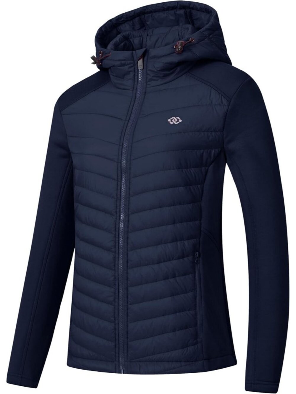 Women's Navy Fleece Hoodie  Full Zip Hybrid Running Warm Lightweight Jacket